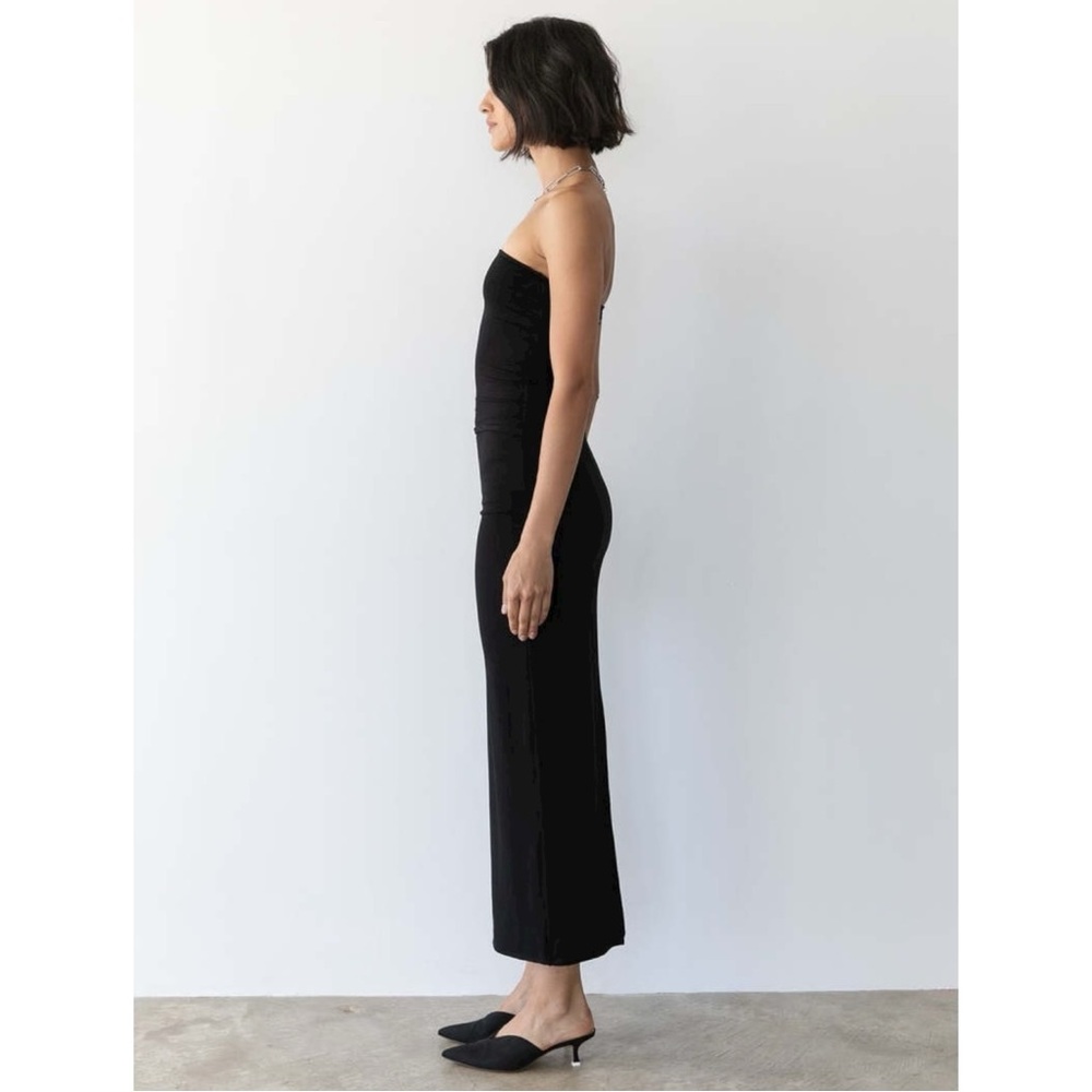TROIS Kendall Skirt - Black Jersey Knit High Back Slit Midi Skirt sz S - Picture 10 of 12